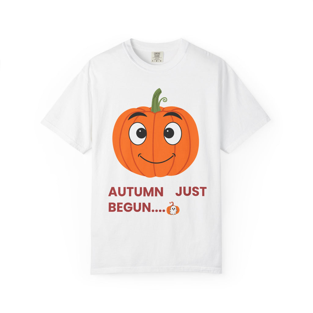 Pumpkin Smile Tee — "Autumn Just Begun" Cozy Fall T-Shirt