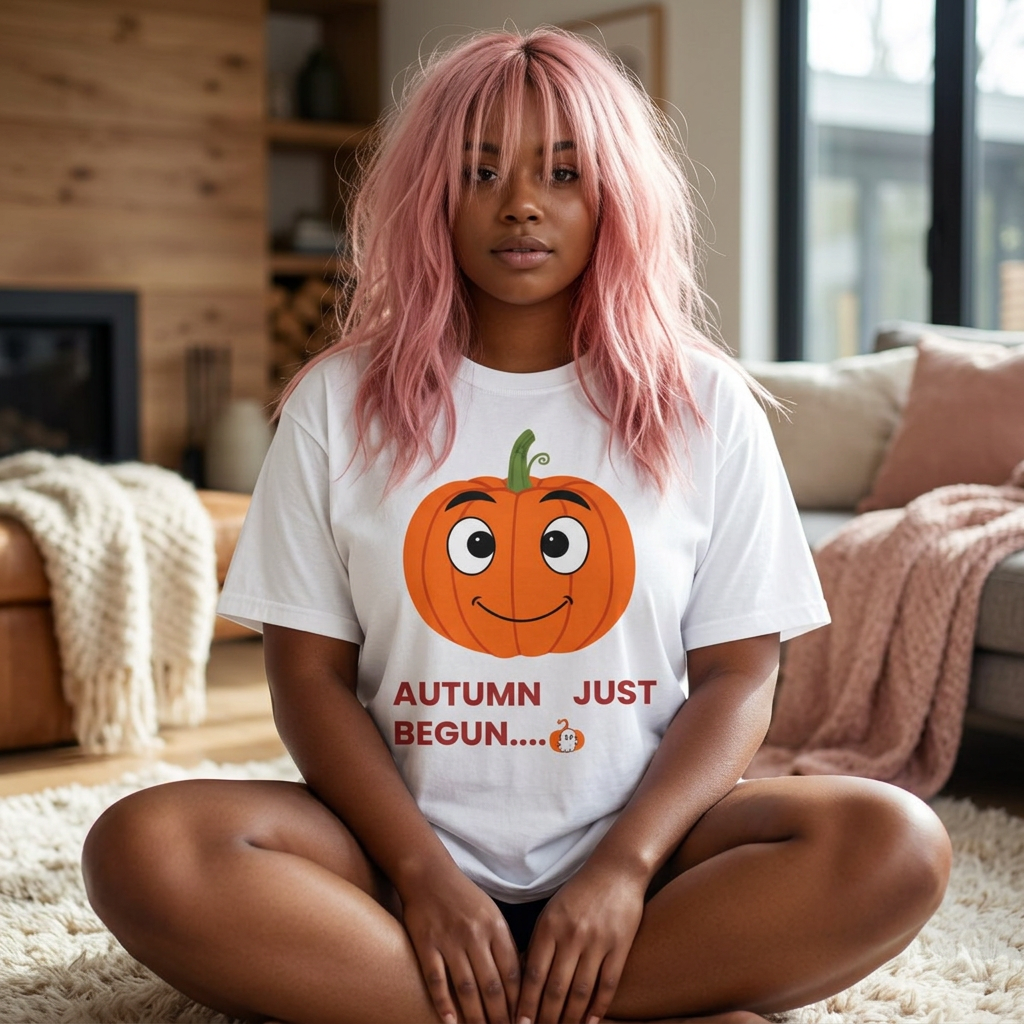 Pumpkin Smile Tee — "Autumn Just Begun" Cozy Fall T-Shirt