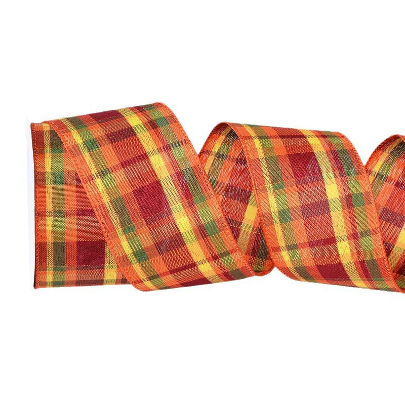 Thanksgiving Ribbon Bow Accessories Cross-Border Wholesale Gift Box Packaging Hair Accessories Autumn Harvest Plaid Ribbon Webbing