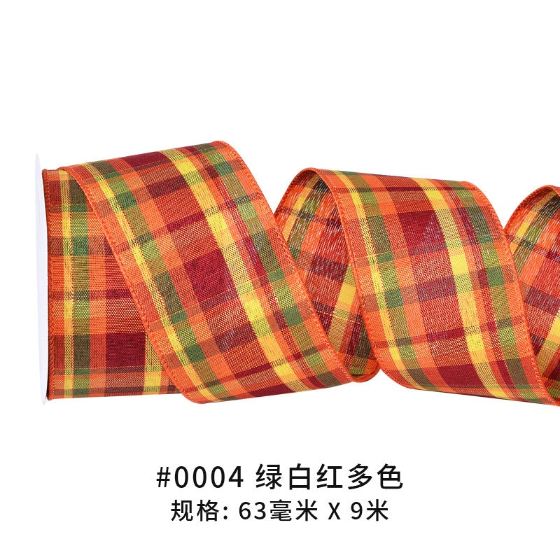 Thanksgiving Ribbon Bow Accessories Cross-Border Wholesale Gift Box Packaging Hair Accessories Autumn Harvest Plaid Ribbon Webbing