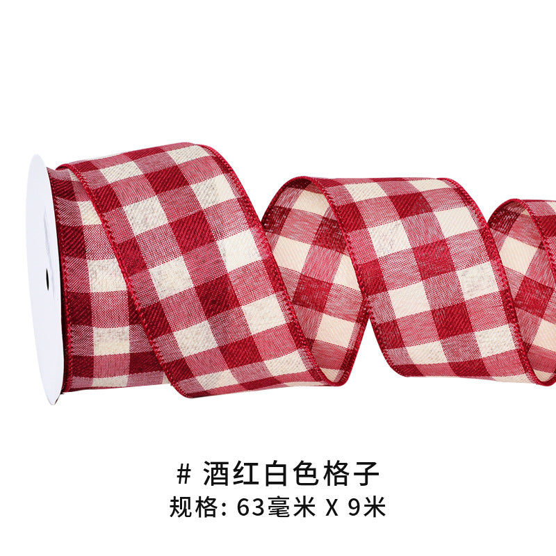Thanksgiving Ribbon Bow Accessories Cross-Border Wholesale Gift Box Packaging Hair Accessories Autumn Harvest Plaid Ribbon Webbing