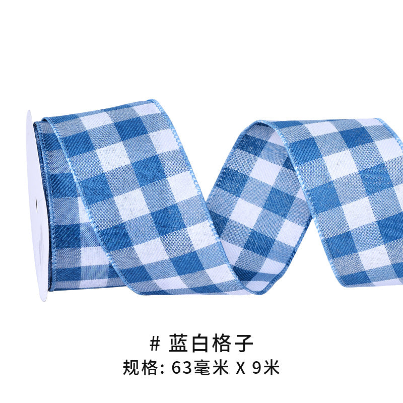 Thanksgiving Ribbon Bow Accessories Cross-Border Wholesale Gift Box Packaging Hair Accessories Autumn Harvest Plaid Ribbon Webbing