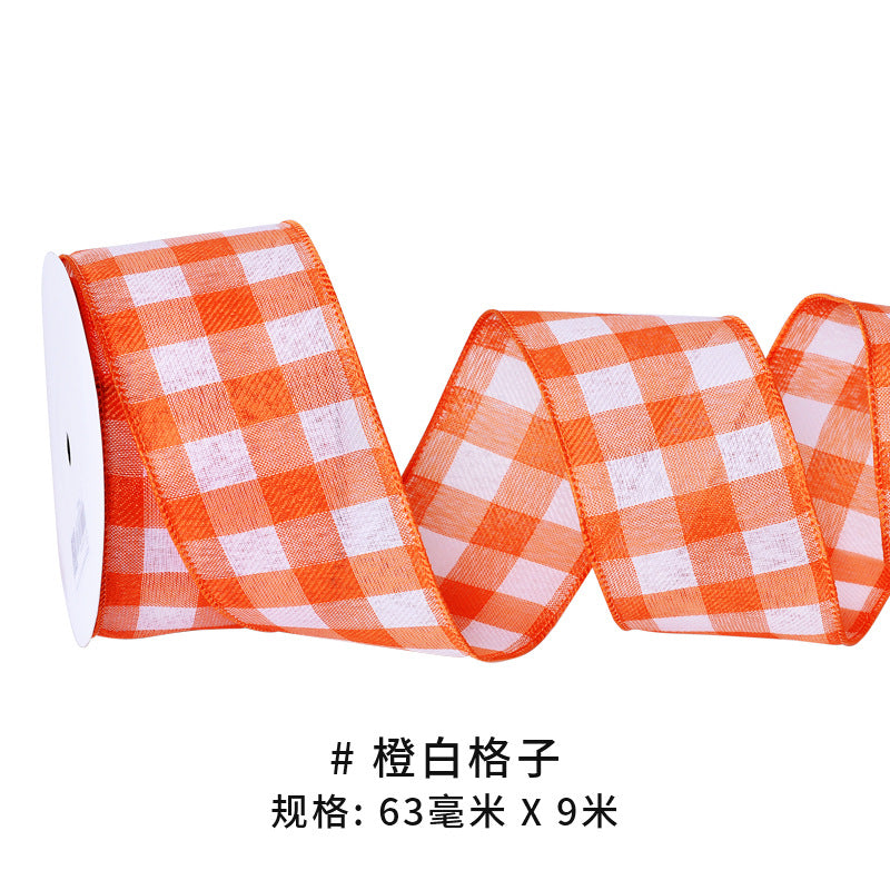 Thanksgiving Ribbon Bow Accessories Cross-Border Wholesale Gift Box Packaging Hair Accessories Autumn Harvest Plaid Ribbon Webbing