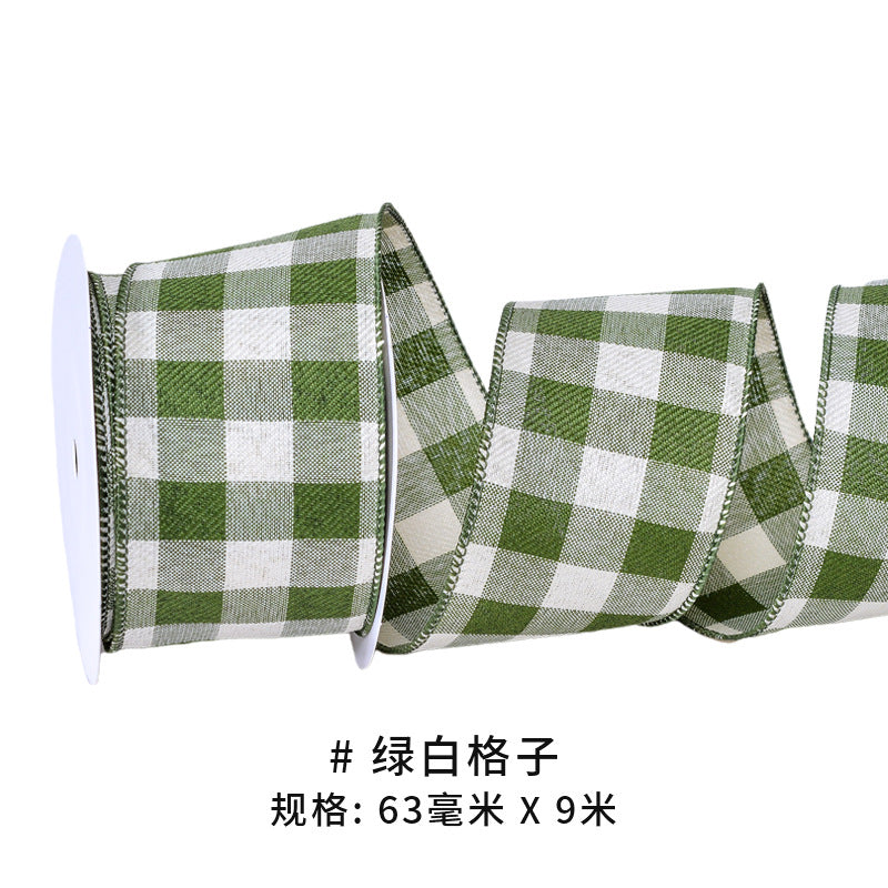 Thanksgiving Ribbon Bow Accessories Cross-Border Wholesale Gift Box Packaging Hair Accessories Autumn Harvest Plaid Ribbon Webbing