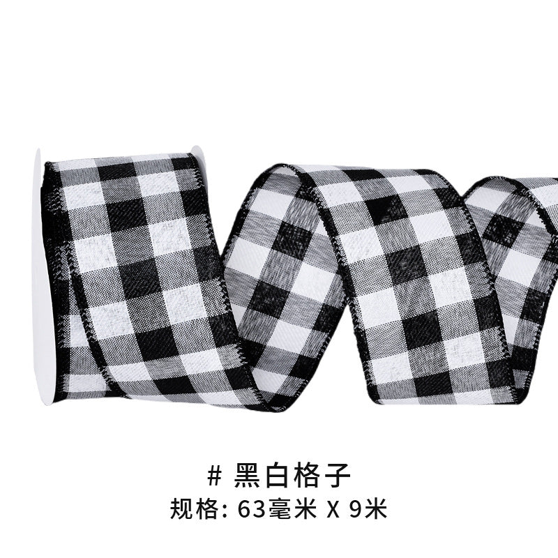Thanksgiving Ribbon Bow Accessories Cross-Border Wholesale Gift Box Packaging Hair Accessories Autumn Harvest Plaid Ribbon Webbing