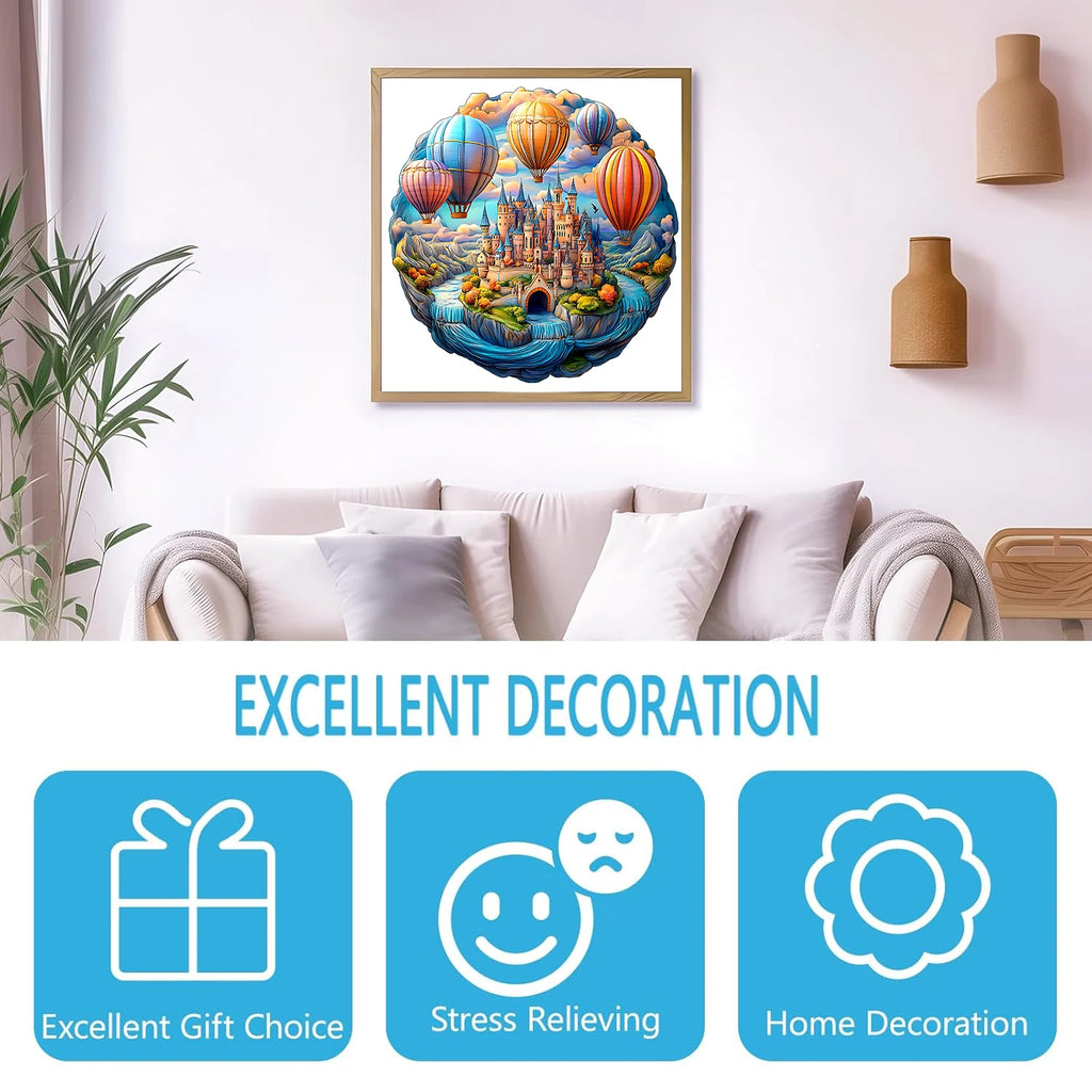 Wooden Puzzle for Adults - Dream Castle Puzzle, Unique Shape Wooden Jigsaw Puzzles, Modern Art Home Decor, Good Gift Idea