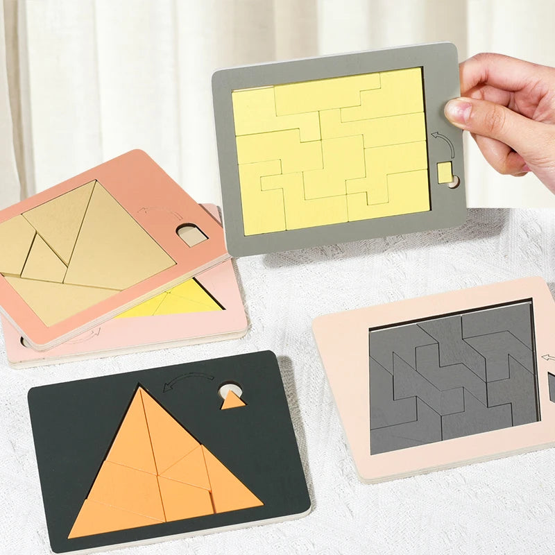 Wooden Geometric Puzzles Challenge Impossible Brain Burning Decompression IQ Mind Brain Teaser Jigsaw Puzzle for Adults Kids