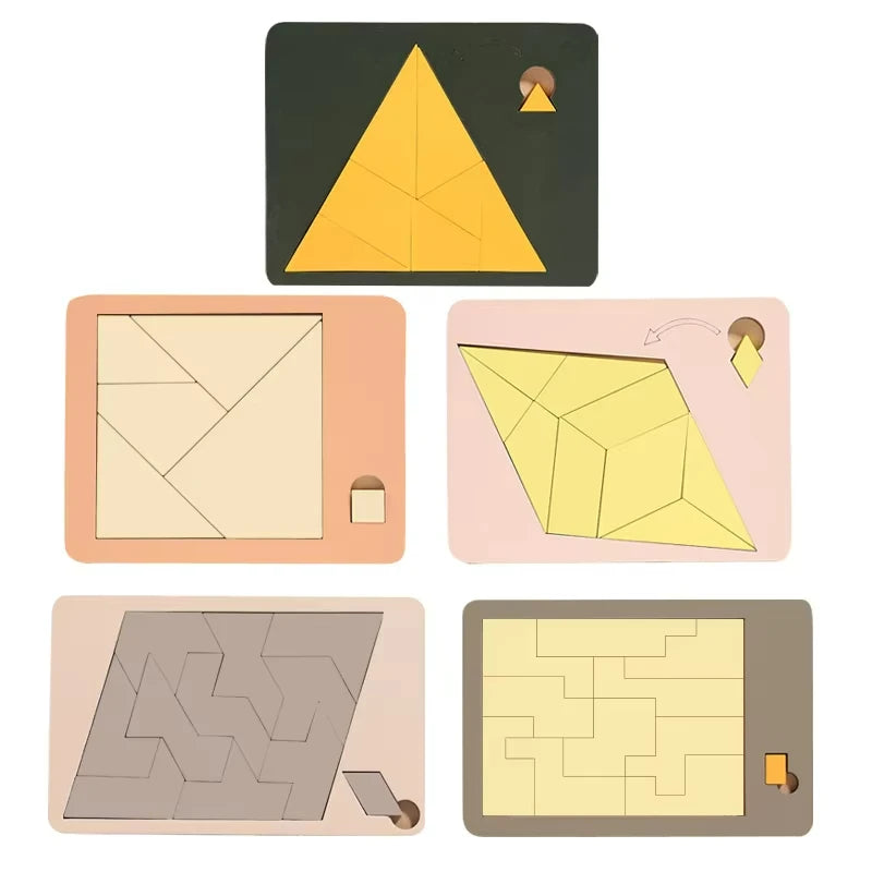 Wooden Geometric Puzzles Challenge Impossible Brain Burning Decompression IQ Mind Brain Teaser Jigsaw Puzzle for Children