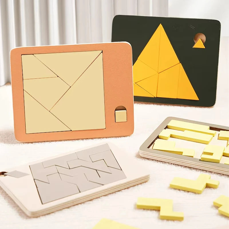 Wooden Geometric Puzzles Challenge Impossible Brain Burning Decompression IQ Mind Brain Teaser Jigsaw Puzzle for Children