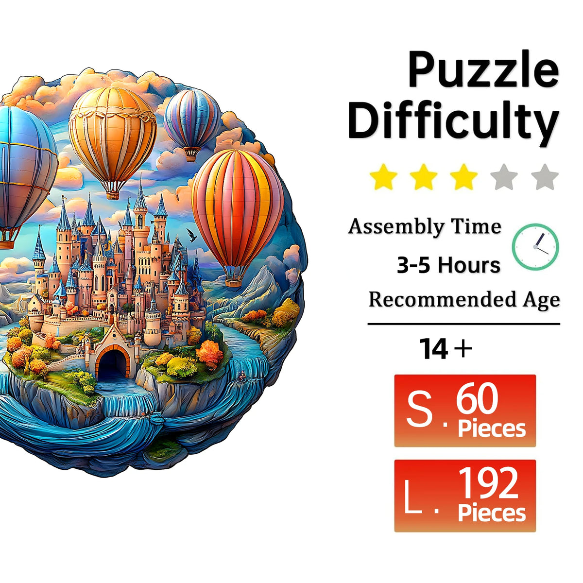 Wooden Puzzle for Adults - Dream Castle Puzzle, Unique Shape Wooden Jigsaw Puzzles, Modern Art Home Decor, Good Gift Idea