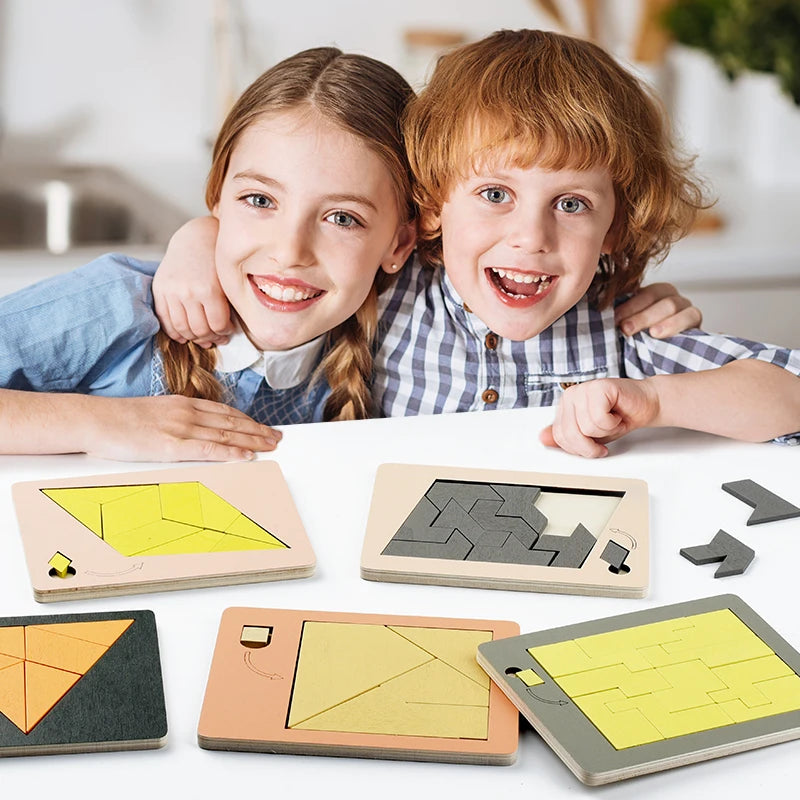 Wooden Geometric Puzzles Challenge Impossible Brain Burning Decompression IQ Mind Brain Teaser Jigsaw Puzzle for Adults Kids