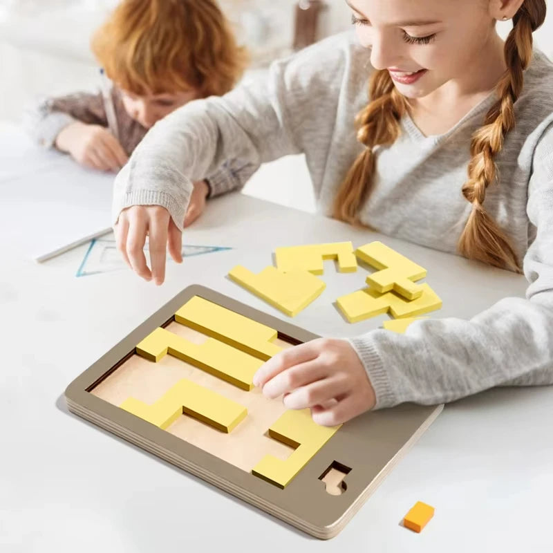 Wooden Geometric Puzzles Challenge Impossible Brain Burning Decompression IQ Mind Brain Teaser Jigsaw Puzzle for Children